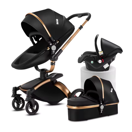 360 Swivel Premium Leather 3 In 1 Pushchair Set