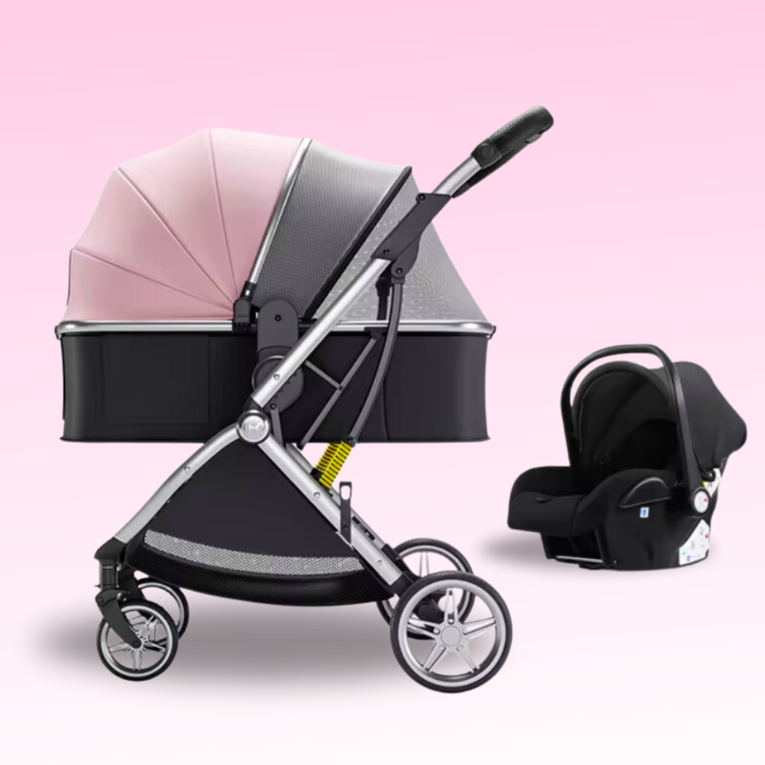 Pink and black travel system sales