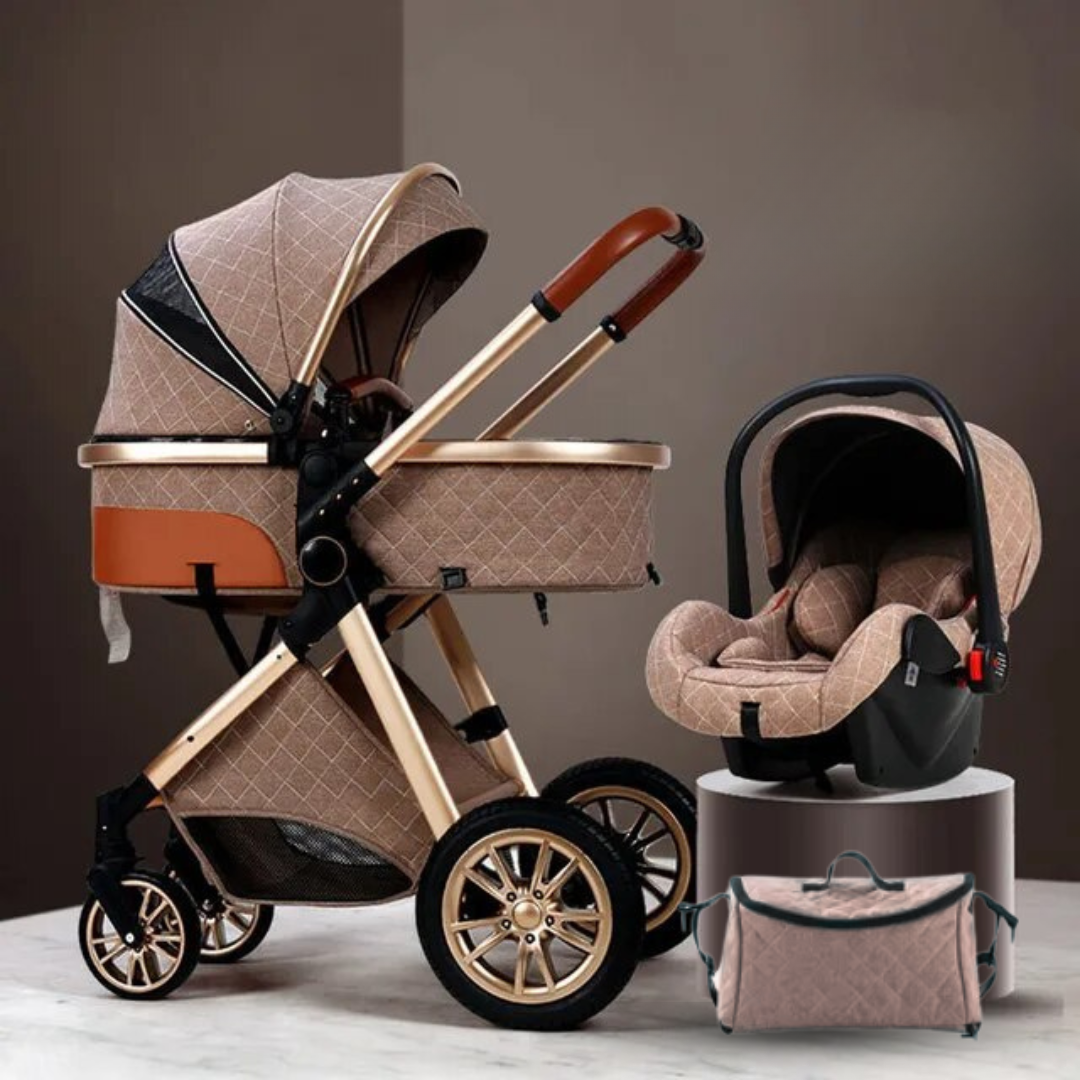 Luxury 3 In 1 Pushchair set Stroller Crib and Car Seat BabyAbout